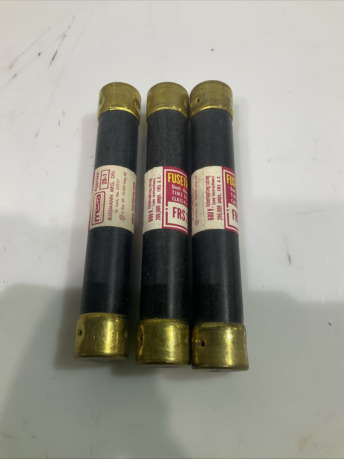 FUSETRON  FRS25  DUAL ELEMENT TIME DELAY  CLASS K5 FUSE  LOT OF 3 Z2M