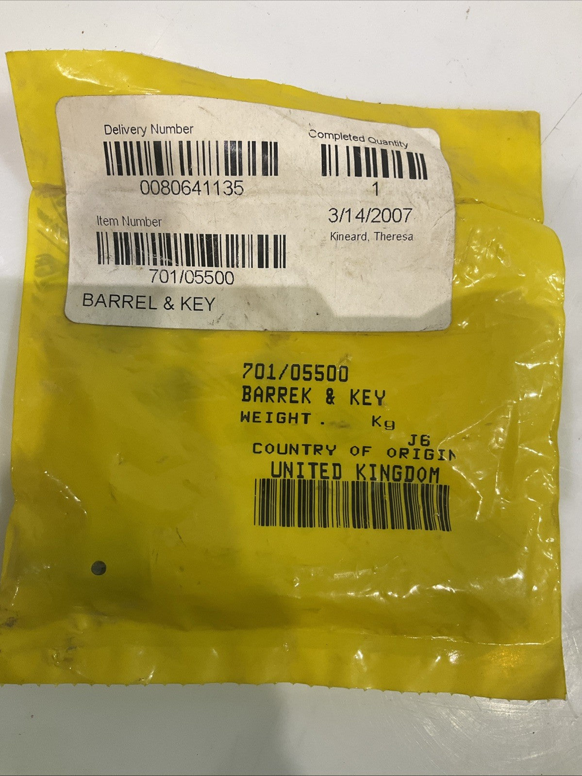 JCB  701/05500 BARREK  KEY  Z2M