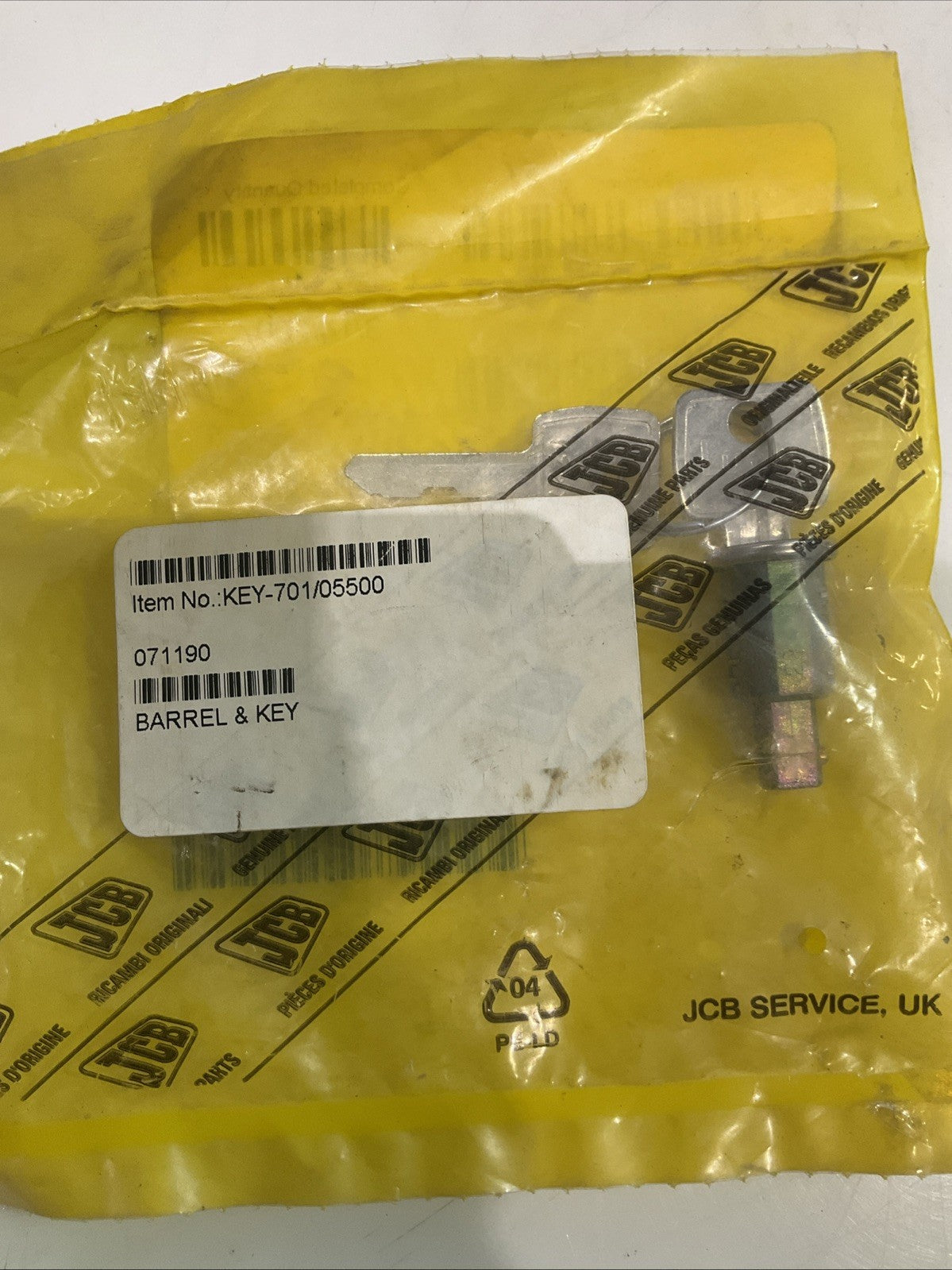 JCB  701/05500 BARREK  KEY  Z2M