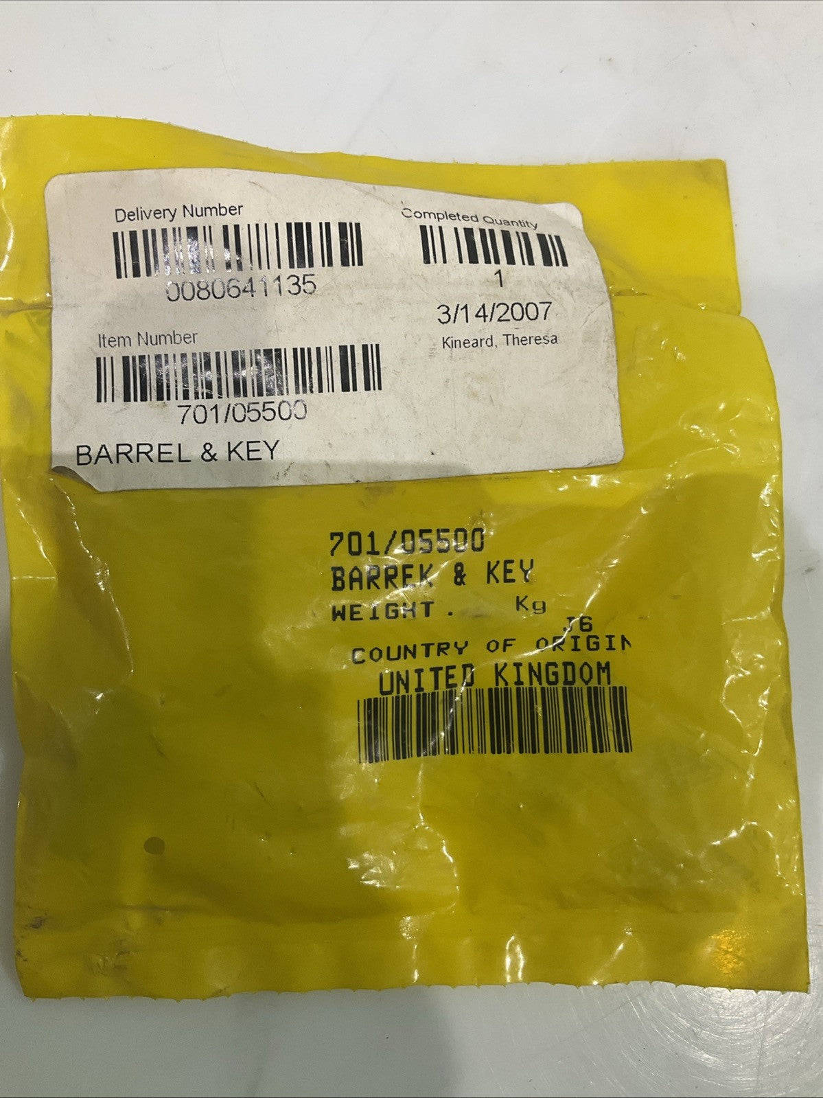 JCB  701/05500 BARREK  KEY  Z2M