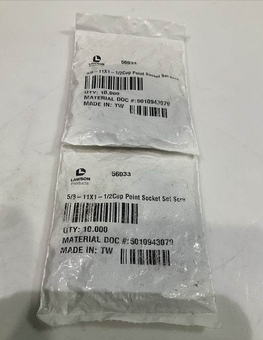 LAWSON  56033  5/8- 11X1-1/2 CUP  POINT SOCKET SET  SCREEN LOT OF 2 Z2M