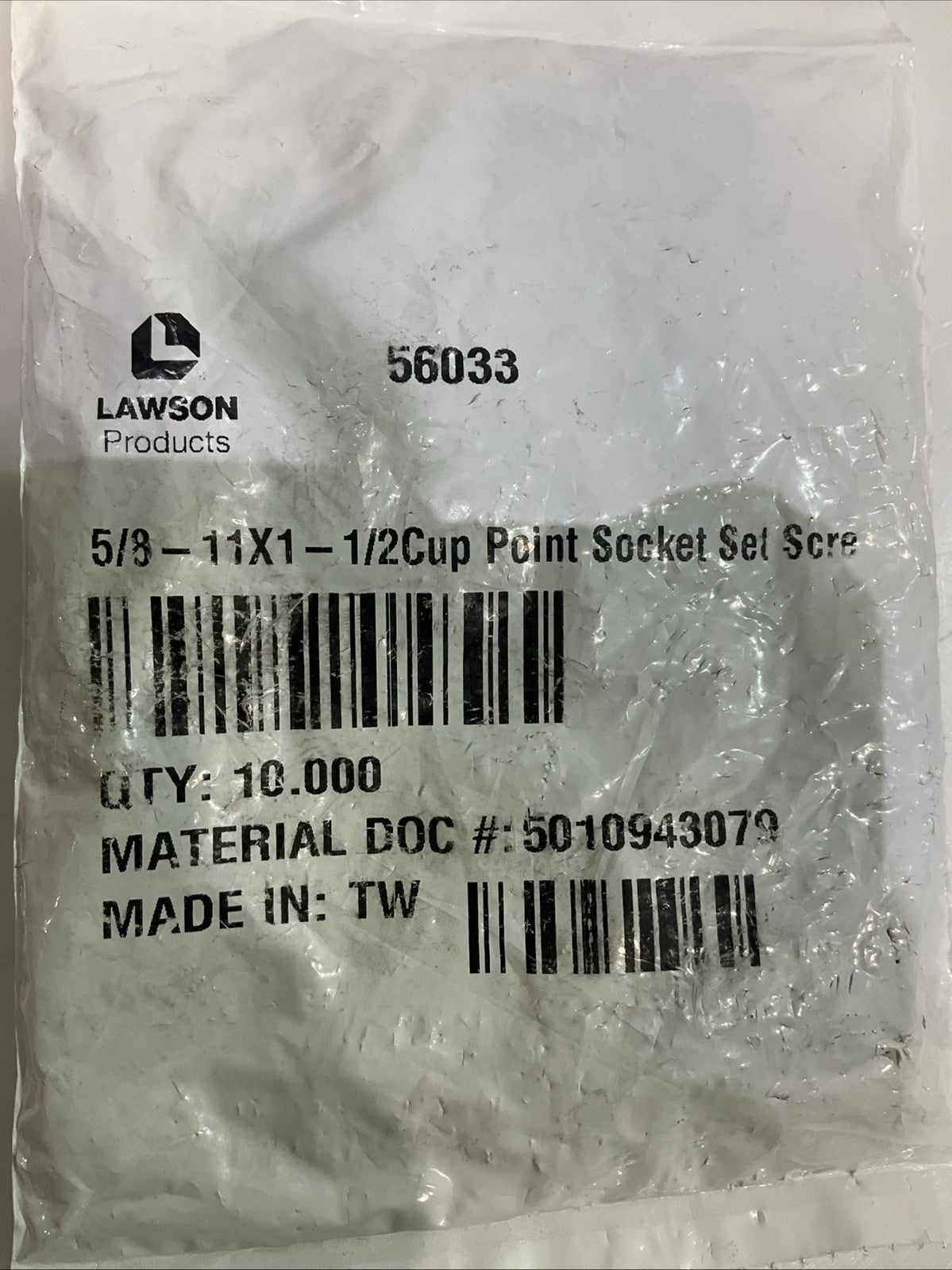 LAWSON  56033  5/8- 11X1-1/2 CUP  POINT SOCKET SET  SCREEN LOT OF 2 Z2M
