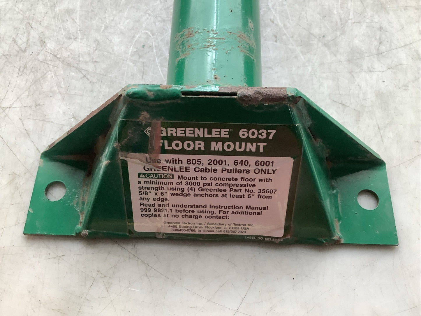 GREENLEE 6037 CABLE PULLER FLOOR MOUNT Z2M
