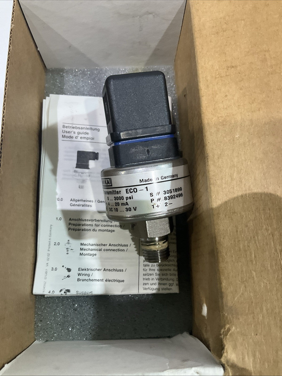 WIKA 8392496  PRESSURE SENSOR TRANSMITTER  Z2M