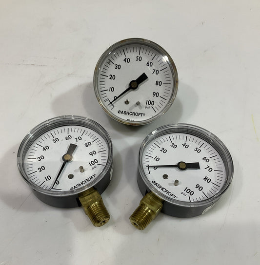 ASHCROFT  436-06   PRESSURE GAUGE  100PSI  LOT OF 3  Y2M