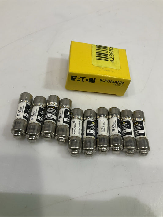 EATON KTK-R-15 CURRENT LAMINATING FAST-ACTING CLASS CC FUSE 600VAC LOT OF 10 Z2M