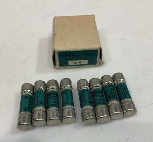 TRON  FNQ6  TIME DELAY FUSE 10KA  500V LOT OF 8 Z2M
