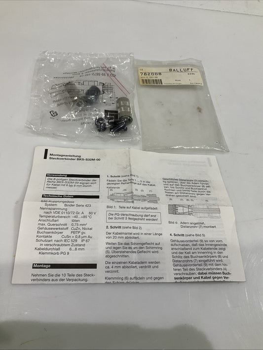 BALLUFF  782008  BKS-S32M-00 STRAIGHT CONNECTOR  TERMINAL PIN STECKVERBINDER Z2M