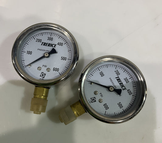 TRERICE   52-3018  PRESSURE GAUGE PSI 600  LOT OF 2 Y2M