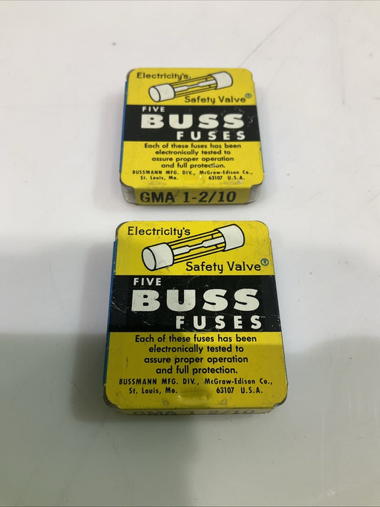 BUSSMANN  GMA 1-2/10  10AMP GLASS FAST ACTING FUSE LOT OF 14 Z2M