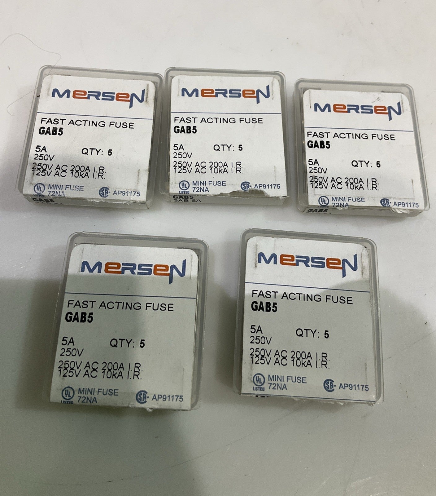 MERSEN  GAB5 FAST  ACTING  FUSE  250V 5AMP LOT OF 25 Z2M