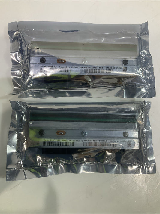 ZEBRA  41001-A1  THERMAL PRINTHEAD  SN:CB1407-03191AB LOT OF 2 Y2M