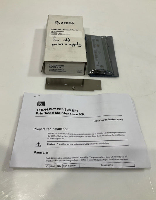 ZEBRA  G57202-1M  110PAX4  PRINTHEAD  KIT  203  DPI RH AND  LH 110PAX4 Y2M