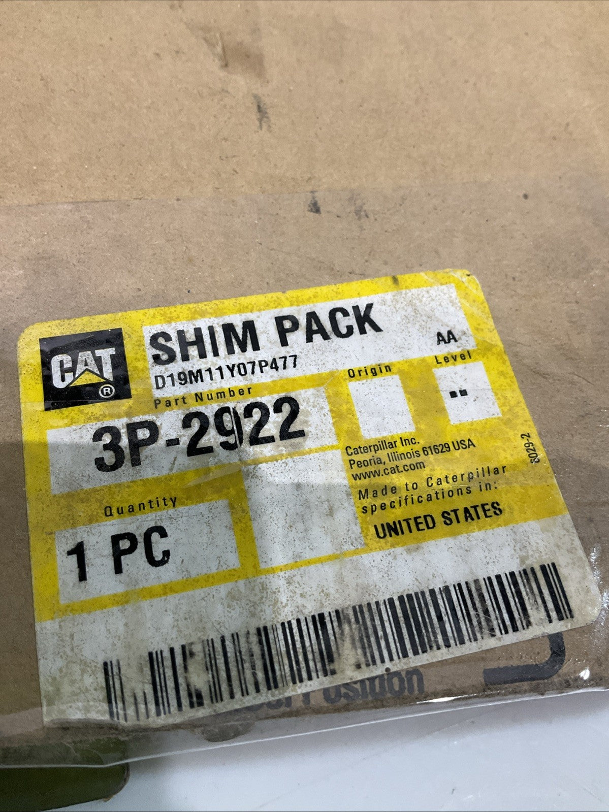 CAT-CATERPILLAR  3P-2922 THICK  GEAR DRIVE  SHIM PACK  Y2M