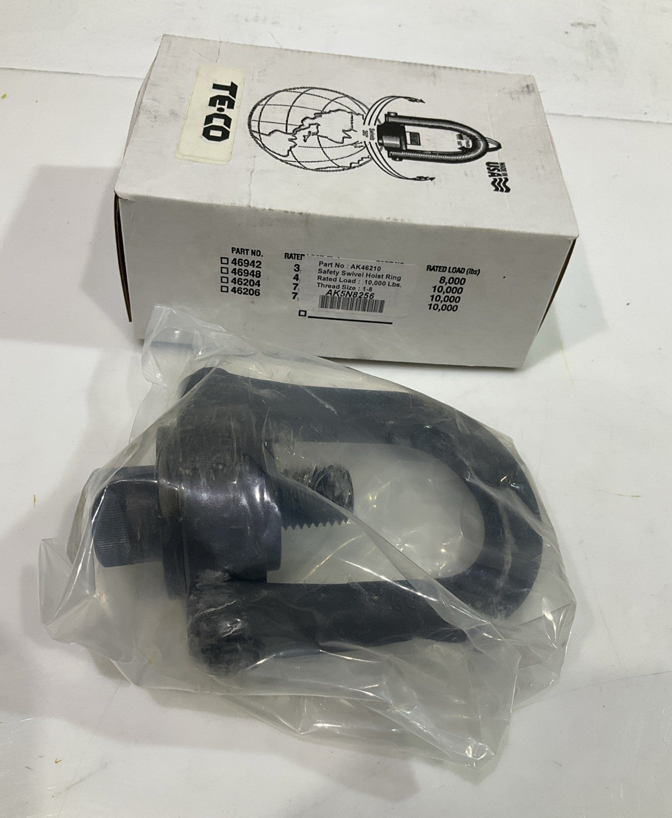 ACTEK   AK46210  1-8 SAFETY LIFTING  ENGINEERED SWIVEL HOIST RING  10000LBS  Y2M
