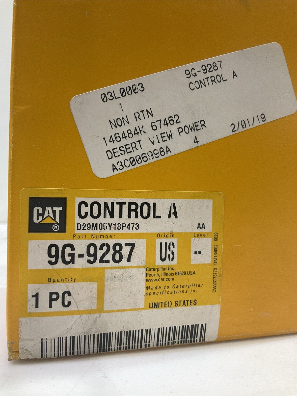CAT- CATERPILLAR  9G-9287  CONTROL  GROUP-ELECTRONIC  Y2M