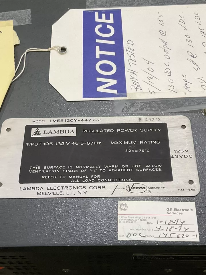 GE LAMBADA ELECTRONIC 10791 -3 LMEE120Y-4477-2 REGULATED POWER SUPPLY 125V
