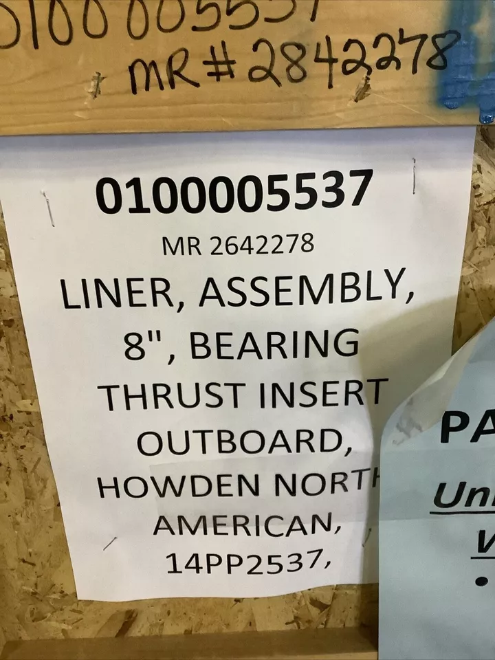HOWDEN 14PPP2537 LINER BEARING THRUST INSERT 8" OUTBOARD ASSEMBLY