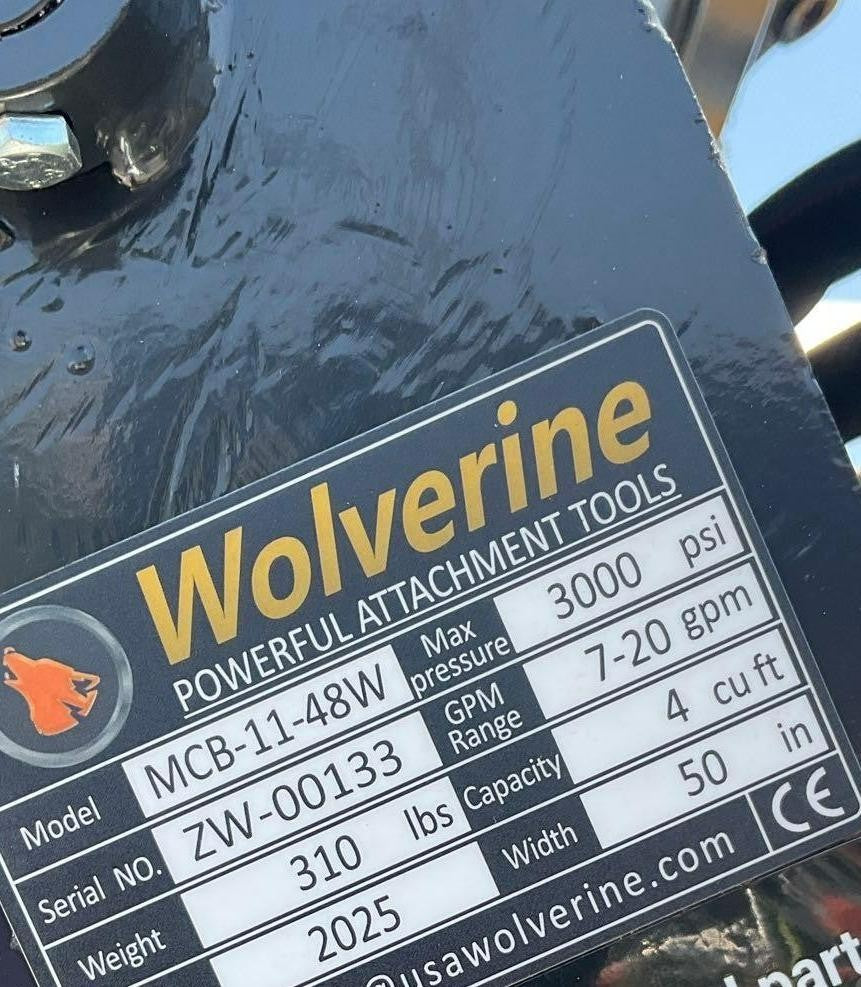 UNUSED 2025 WOLVERINE MCB-11-48W MINI COMBINATION SKID STEER BUCKET ATTACHMENT