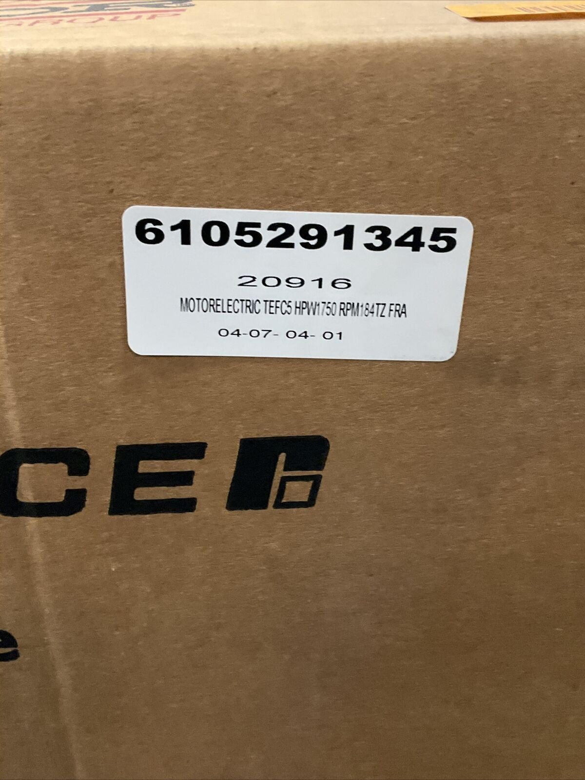 BALDOR RELIANCE 06F583X203G1 MOTOR 60HZ 3PH 5HP 460V 1750RPM 373