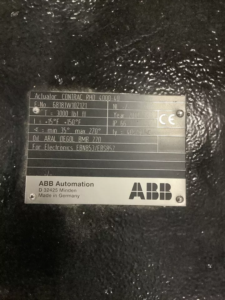 ABB CONTRAC RHD 4000-40 68181W102121 ELECTRICAL PART-TURN TORQUE ROTARY ACTUATOR