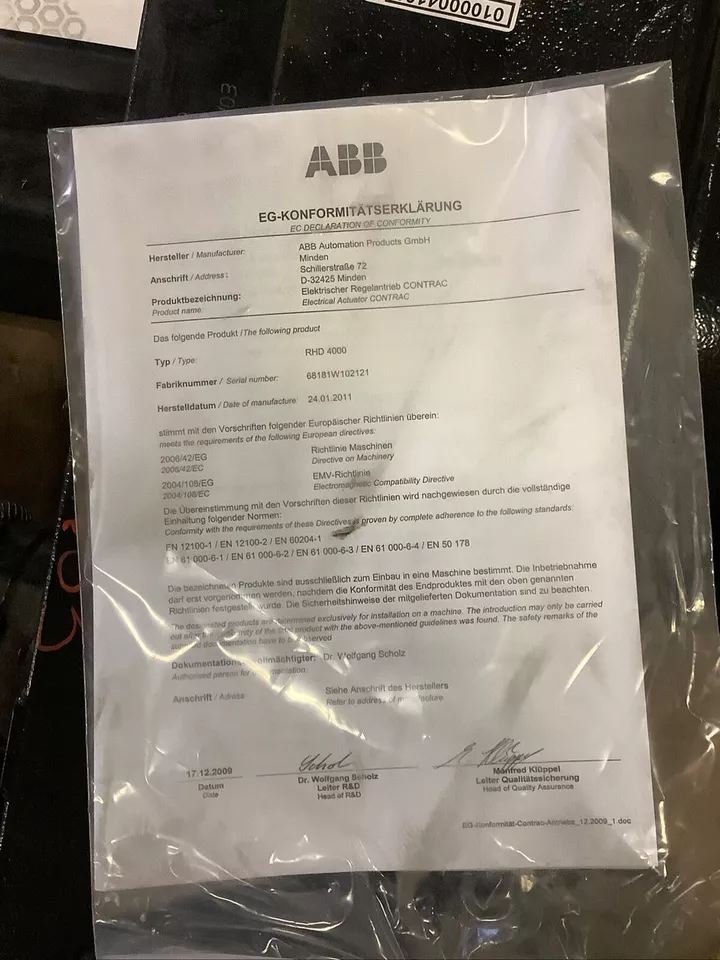 ABB CONTRAC RHD 4000-40 68181W102121 ELECTRICAL PART-TURN TORQUE ROTARY ACTUATOR