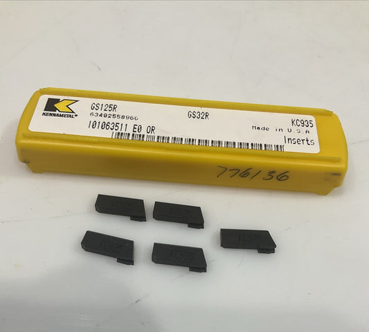 KENNAMETAL  GS125R  KC935  GROOVING  INSERT  GRADE  CARBIDE  LOT OF 5 Y2M