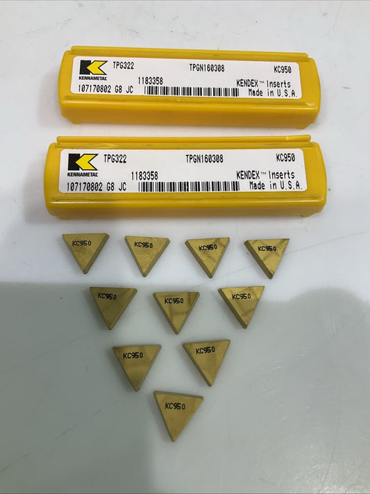 KENNAMETAL  TPG322 KC950  TURNING INSERT  CARBIDE  LOT OF  10  Y2M