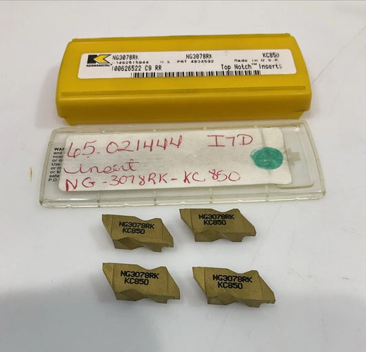 KENNAMETAL  NG3078RK  KC850 GROOVING CARBIDE  INSERT  LOT OF 4 Y2M