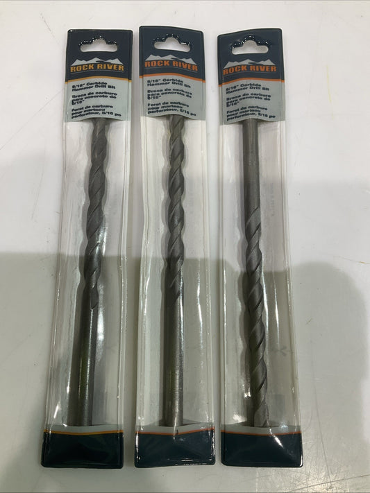 ROCK RIVER  0259443  5/16  CARBIDE  HAMMER DRILL  BIT LOT OF 3  Y2M