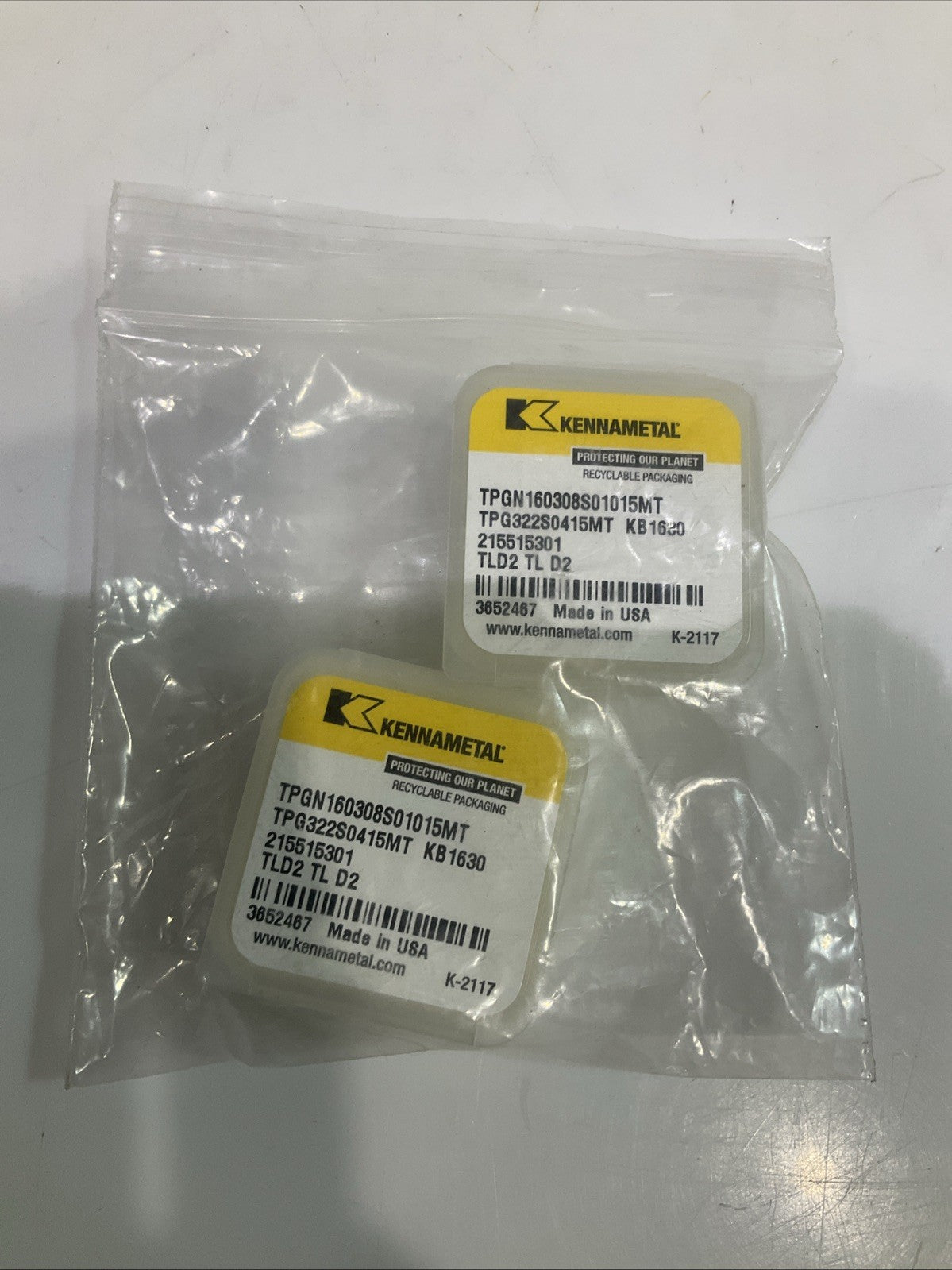 KENNAMETAL   TPG322S0415MT KB1630  PCBN  TURNING  INSERT  LOT OF  2  Y2M
