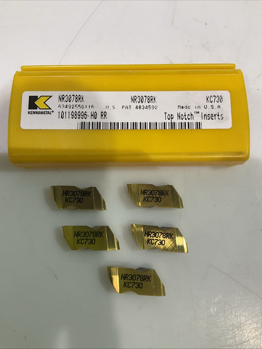 KENNAMETAL  NR3078RK  KC730 GROOVING  AND TURNING INSERT  CARBIDE  LOT OF 5 Y2M