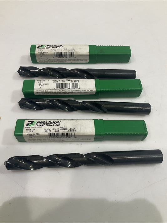 PRECISION   17.5MM   16175  HIGH SPEED  STEEL  JOBBER  DRILL LOT OF  3  Y2M