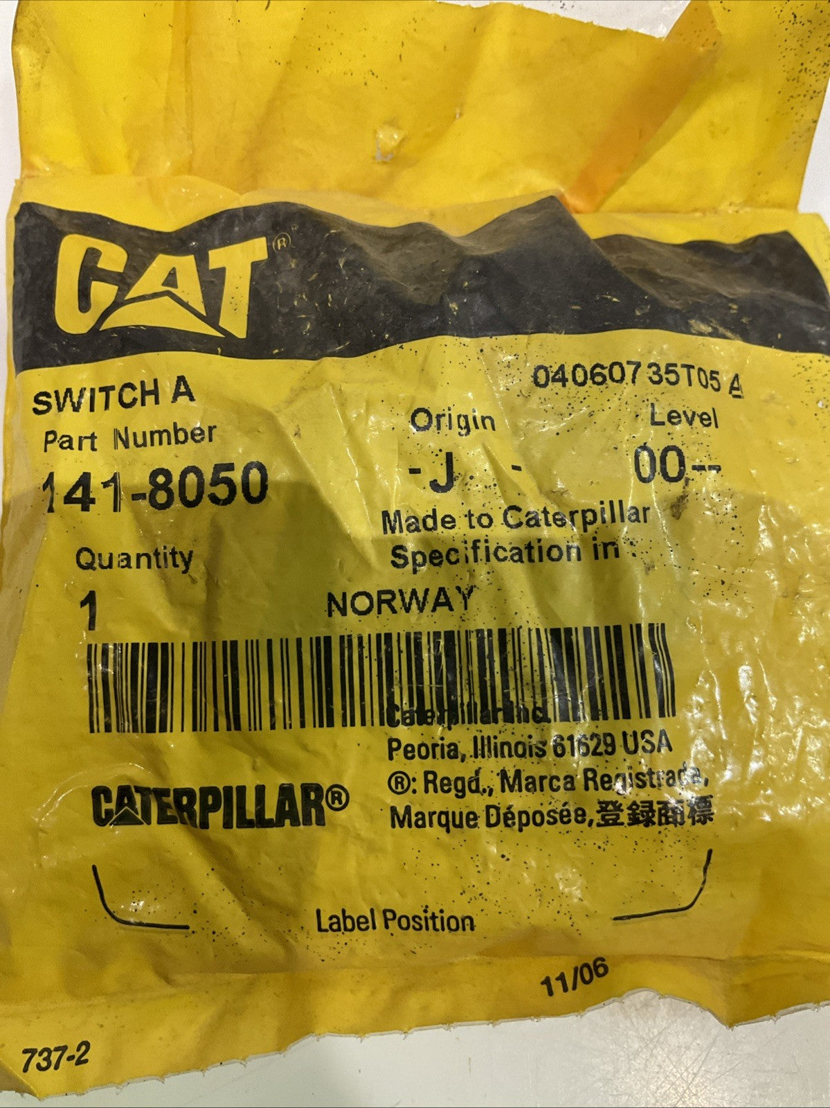 CAT-CATERPILLAR  141-8050  MASTER  STEERING SELECT  SWITCH Y2M