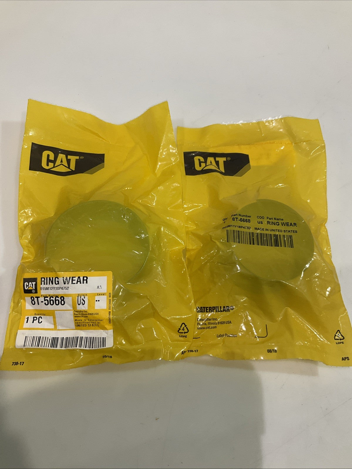 CAT-CATERPILLAR  8T-5668  INNER DIAMETER  PISTON  GUIDE  RING LOT OF 2 Y2M