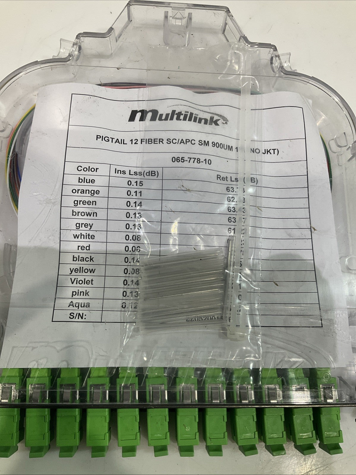 MULTILINK  065-778-10 PIGTAIL 12  FIBER  SC/APC SM900UM 1M  SET  Y2M