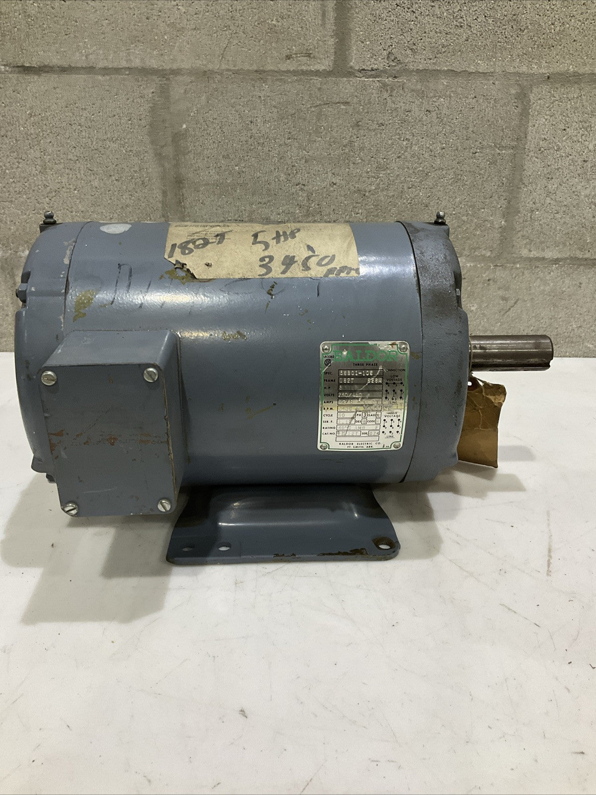 BALDOR 36B01-106 3212T INDUSTRIAL MOTOR 5 HP 230/460 V 3450 RPM 3 PH 12/6 AMP