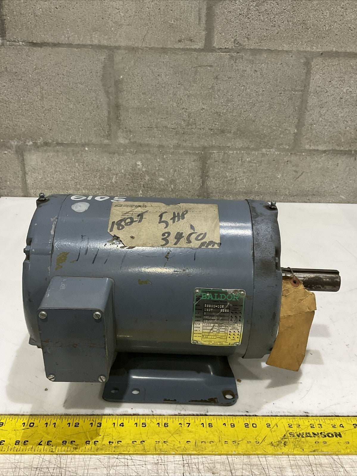 BALDOR 36B01-106 3212T INDUSTRIAL MOTOR 5 HP 230/460 V 3450 RPM 3 PH 12/6 AMP