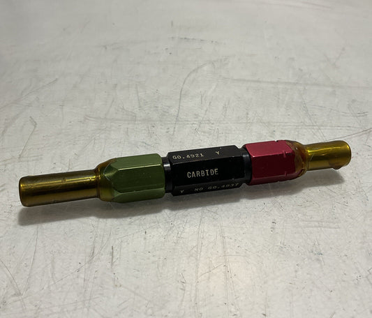 DUNDICK 0.4921 X - 0.4937  CARBIDE CLASS Y SMOOTH PIN PLUG GAGE GO U3S