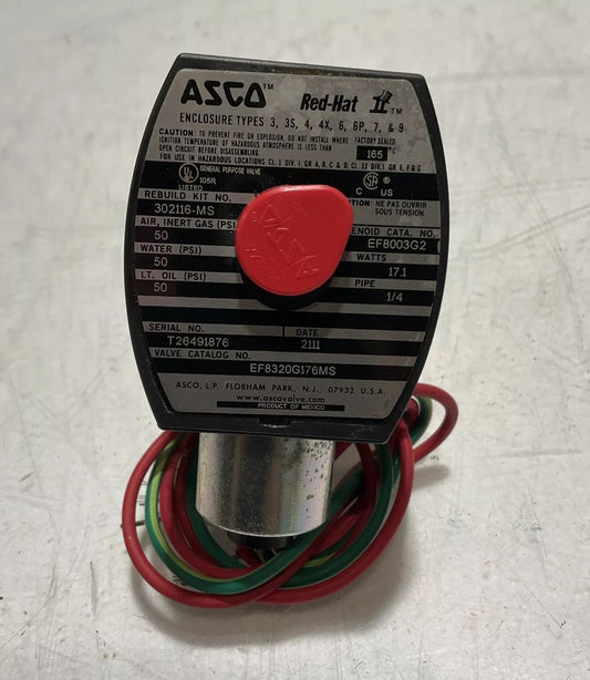 ASCO-RED-HAT EF8320G176MS- EF8003G2 SOLENOID VALVE 120/60 110/50 17.1W 1/4IN 678