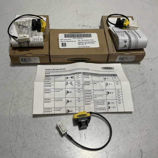 BANNER QS18VP6LP-77853  PHOTOELECTRIC SENSOR  PNP,DO W/4-PIN CONN LOT OF 3 U3S