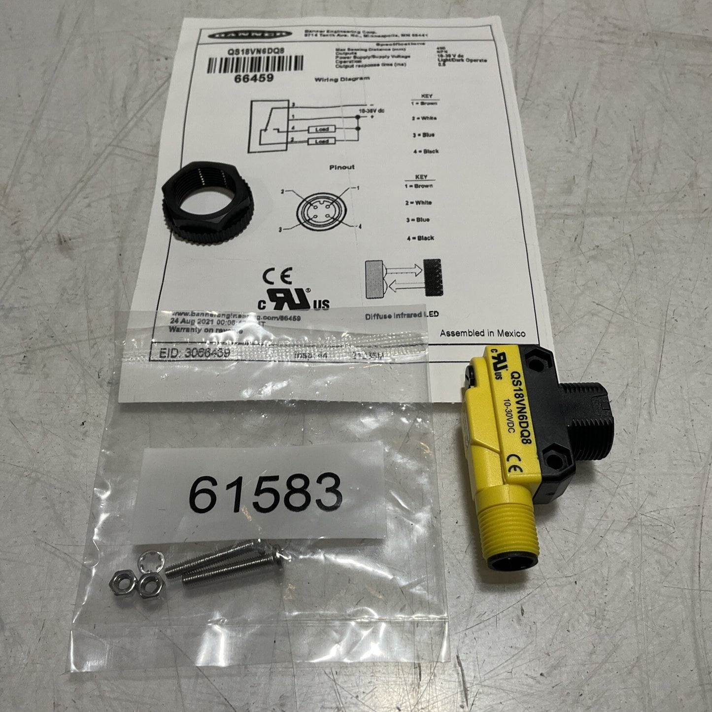 BANNER QS18VN6DQ8  - 66459 PHOTOELECTRIC SENSOR 10-30VDC U3S