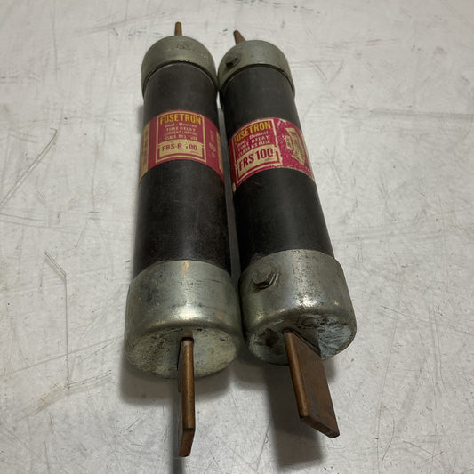 FUSETRON FRS-100 FRS-R-100 DUAL  ELEMENT  TIME DELAY 600V CLASS K5 FUSE QTY 2