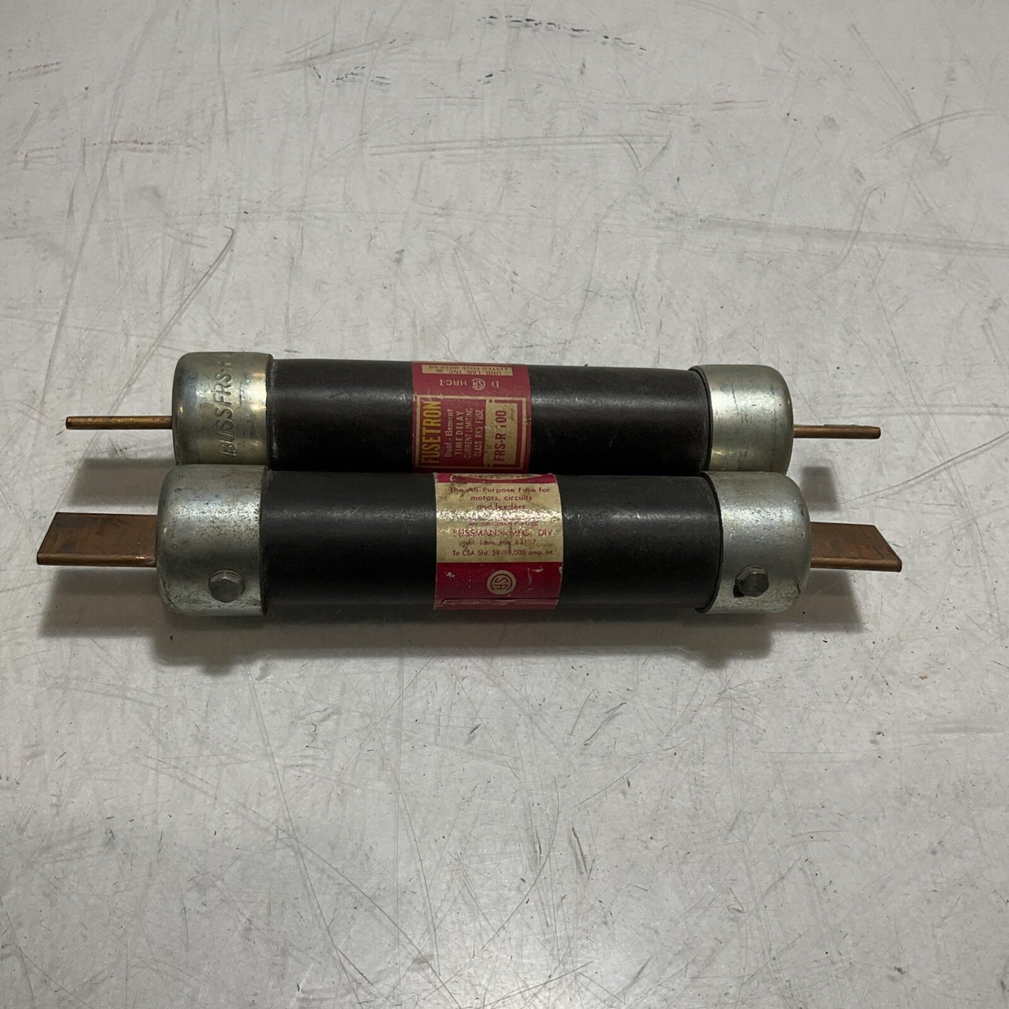 FUSETRON FRS-100 FRS-R-100 DUAL  ELEMENT  TIME DELAY 600V CLASS K5 FUSE QTY 2