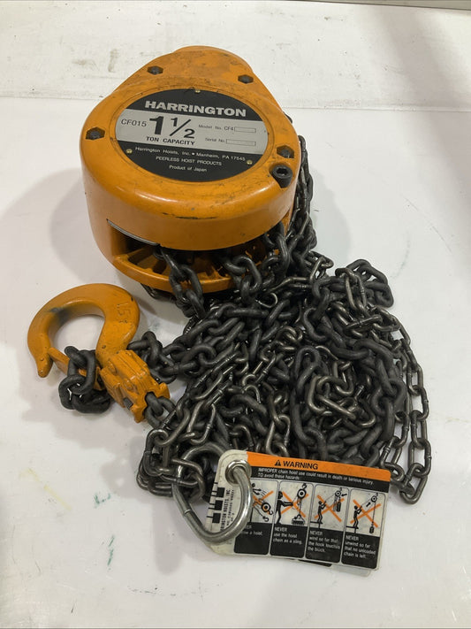 HARRINGTON CF4 CF015  HAND  CHAIN  HOIST  1- 1/2 TON CAPACITY SERIAL#/101090 Y2M