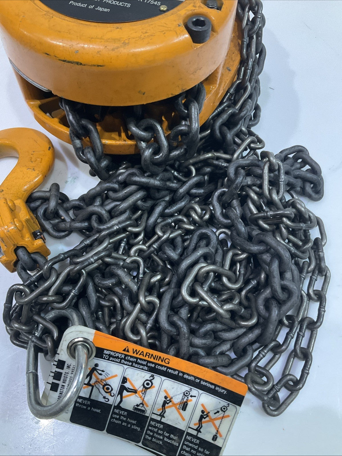 HARRINGTON CF4 CF015  HAND  CHAIN  HOIST  1- 1/2 TON CAPACITY SERIAL#/101090 Y2M
