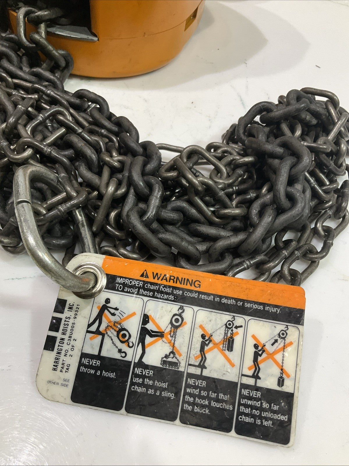 HARRINGTON CF4 CF015  HAND  CHAIN  HOIST  1- 1/2 TON CAPACITY SERIAL#/101090 Y2M