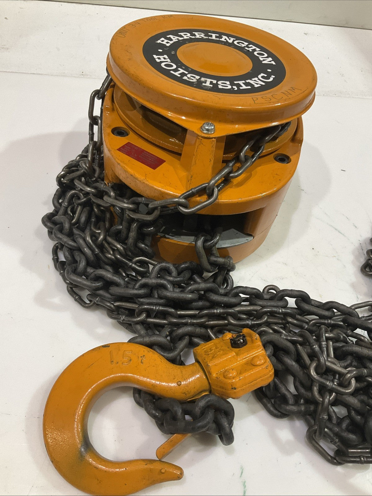 HARRINGTON CF4 CF015  HAND  CHAIN  HOIST  1- 1/2 TON CAPACITY SERIAL#/101090 Y2M