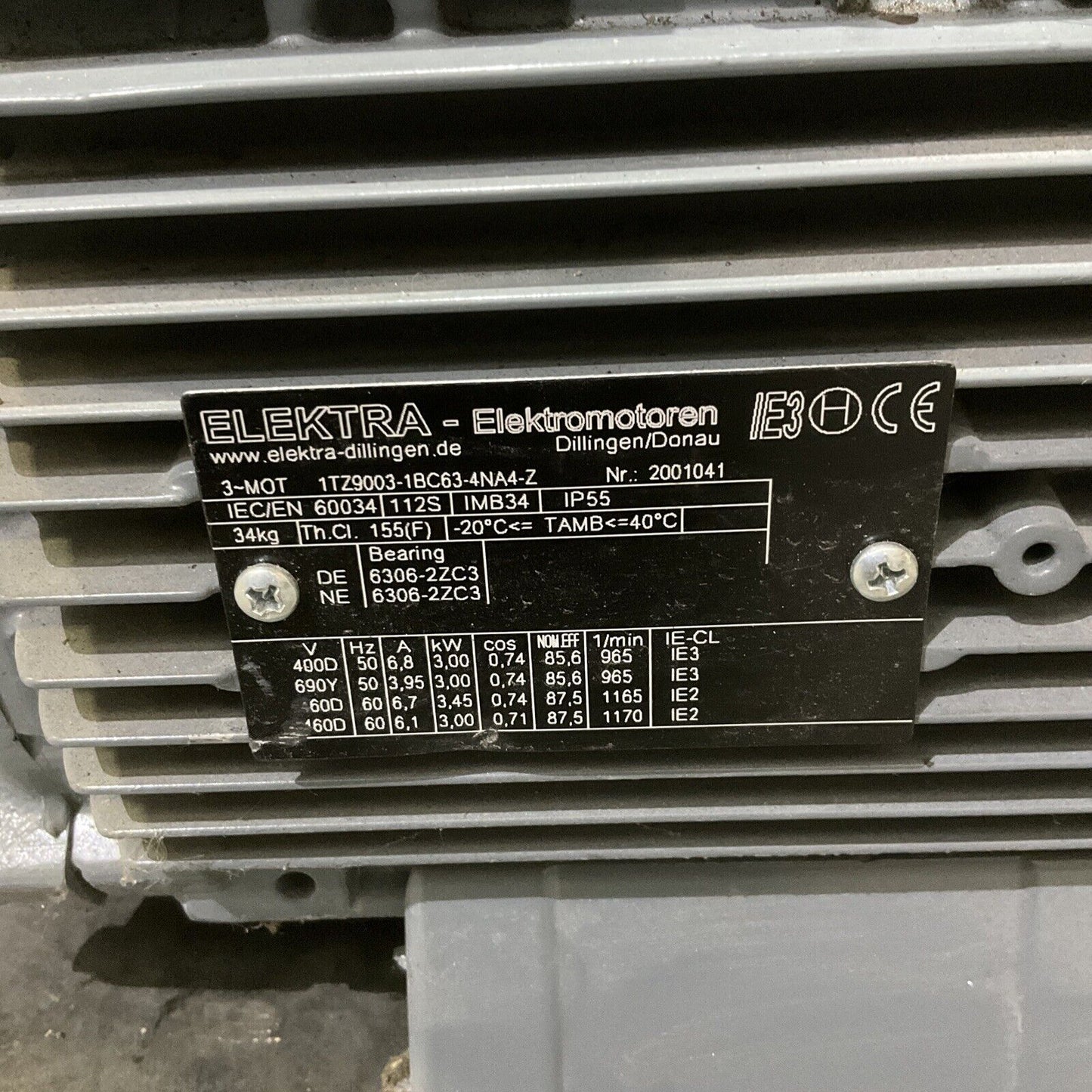 SCHERZINGER PUMP .551 FB/DU/M3,0/1000/GN/L56 ELEKTRA 1TZ9003-1BC63-4NA4-Z MOTOR