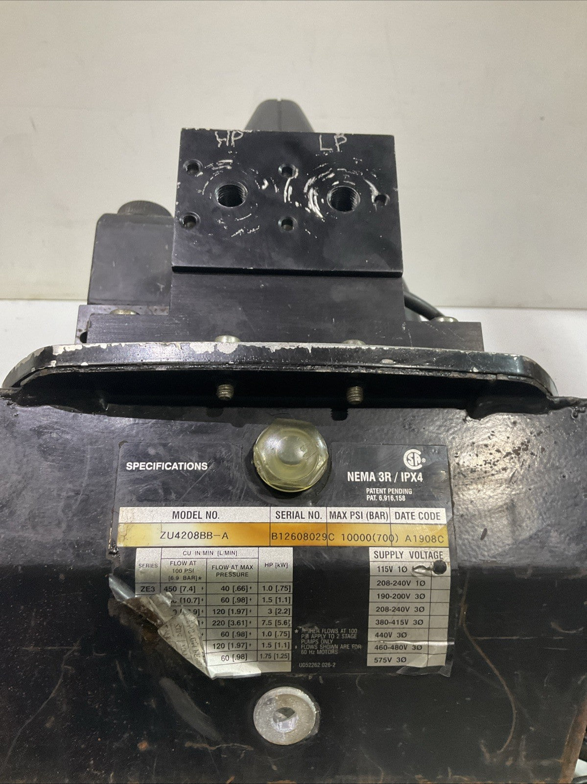 HYDRATIGHT  ZU4208BB-A  ELECTRIC HYDRAULIC  TORQUE WRENCH PUMP  Y2M